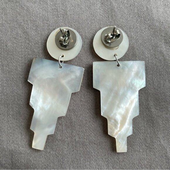 Carved Mother of Pearl and Abalone Shell Earrings - Picture 10 of 13